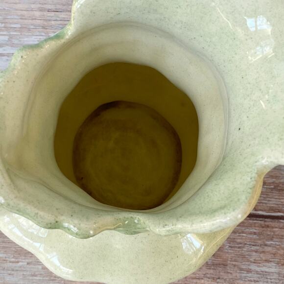 Vintage Green and Cream Ceramic Pitcher - Ornate Cottagecore Decor - Picture 5 of 6